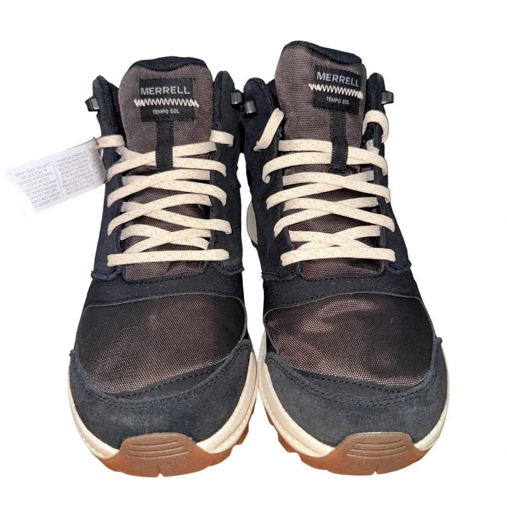 NEW Merrell Tempo Sol Mens 7.5 Ankle Boots Black Waterproof Leather Hike J038731